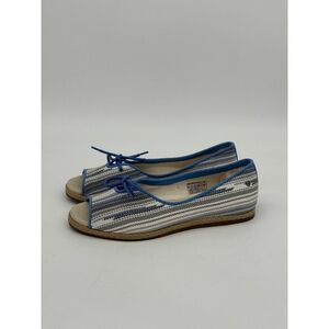 UGG Shoes Women 7 Blue Striped Marleigh Serapre Espadrille Toe Flats 1011122 NEW